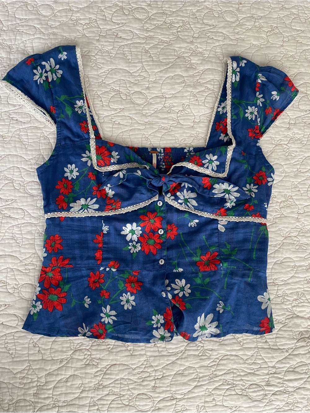 Free People Call Me Baby Cap Sleeve Blouse NWT